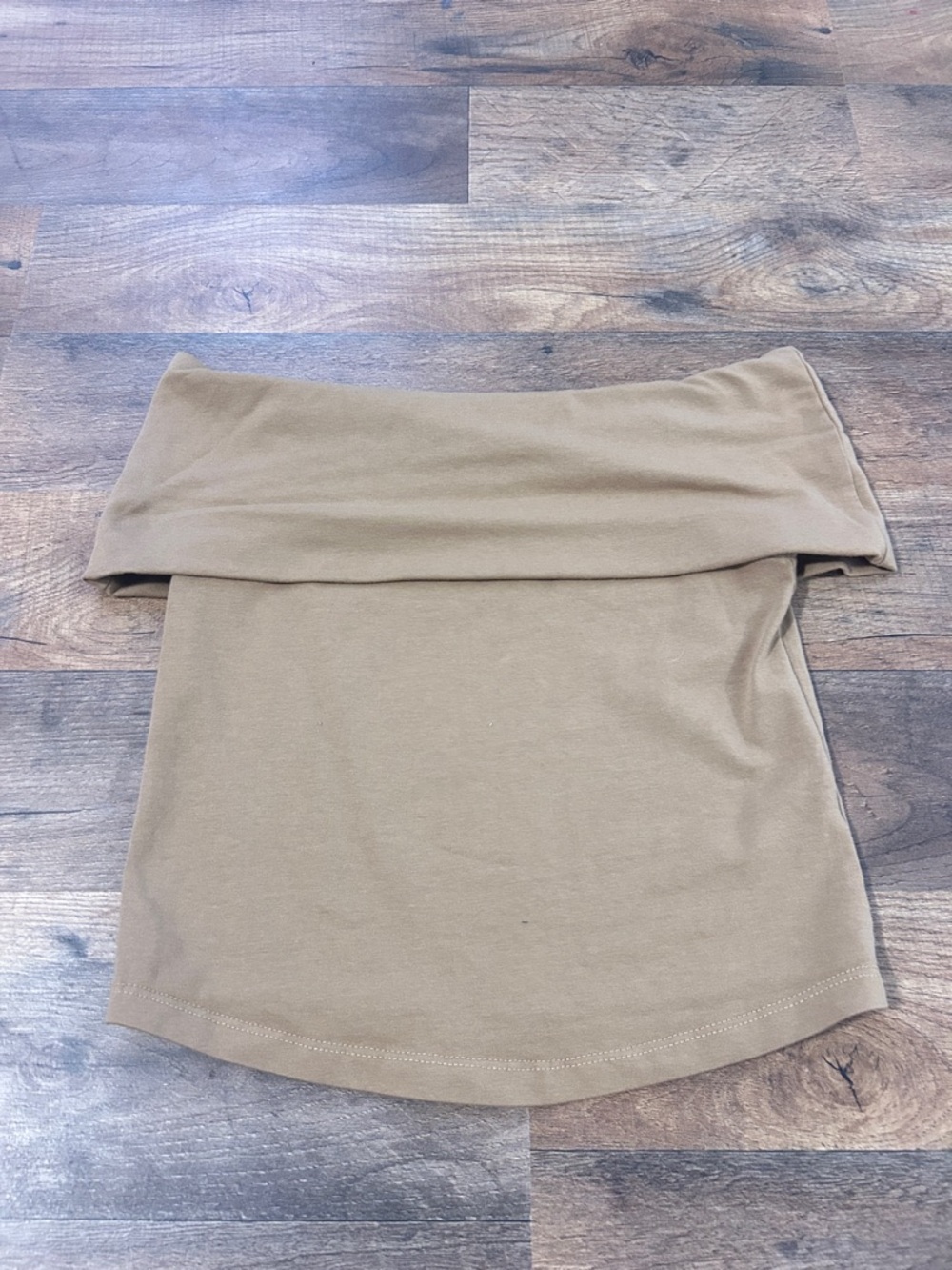 aerie Fold-Over Strapless Top in Camel